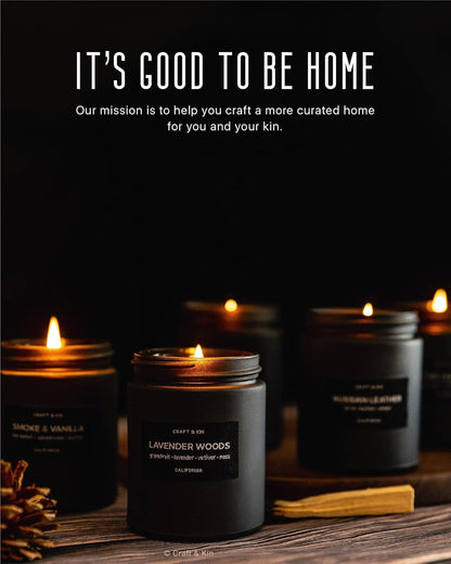 Premium Pine & Clove Candle | Black Scented Candles for Home | Long Lasting with 45 Hour Burn Time, 7.6Oz | Soy Candles | Aromatherapy at Home